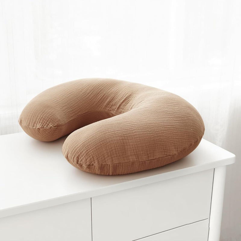 Coreeky Muslin Nursing Pillow Covers, 2 Pack, Soft & Adorable Slipcovers with Zipper Closure, 100% Cotton Covers for Breastfeeding Pillows (Khiki) - Image 3
